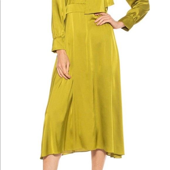 Alexia Admor Chartreuse Mock Neck Satin Midi Dress - Picture 4 of 11